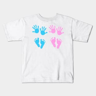 Baby girl, baby boy hand and foot print Kids T-Shirt